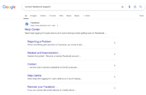 google facebook support